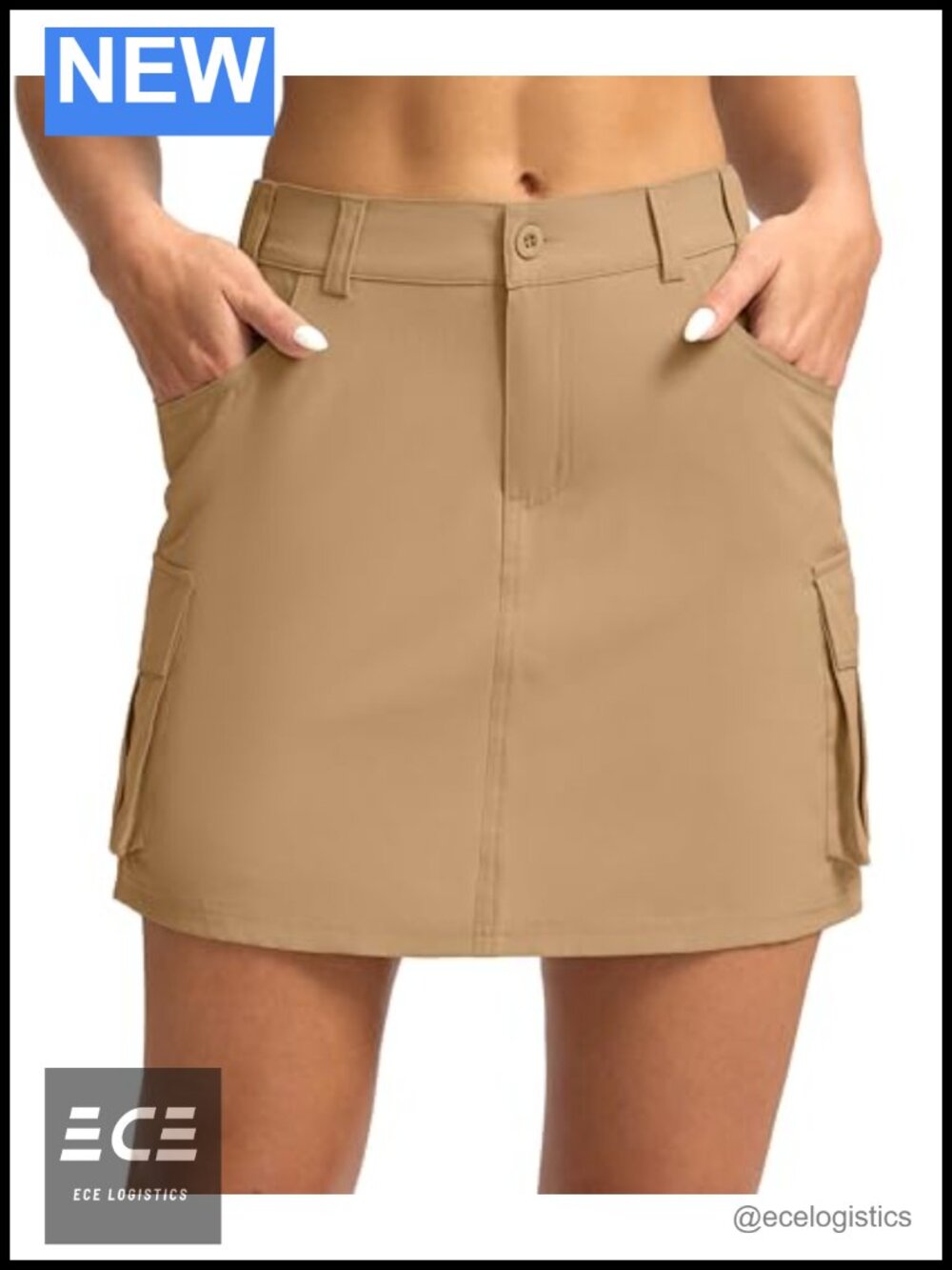 Women's Cargo Skort Built-in Shorts 5 Pockets Golf Hiking Athletic Skirt